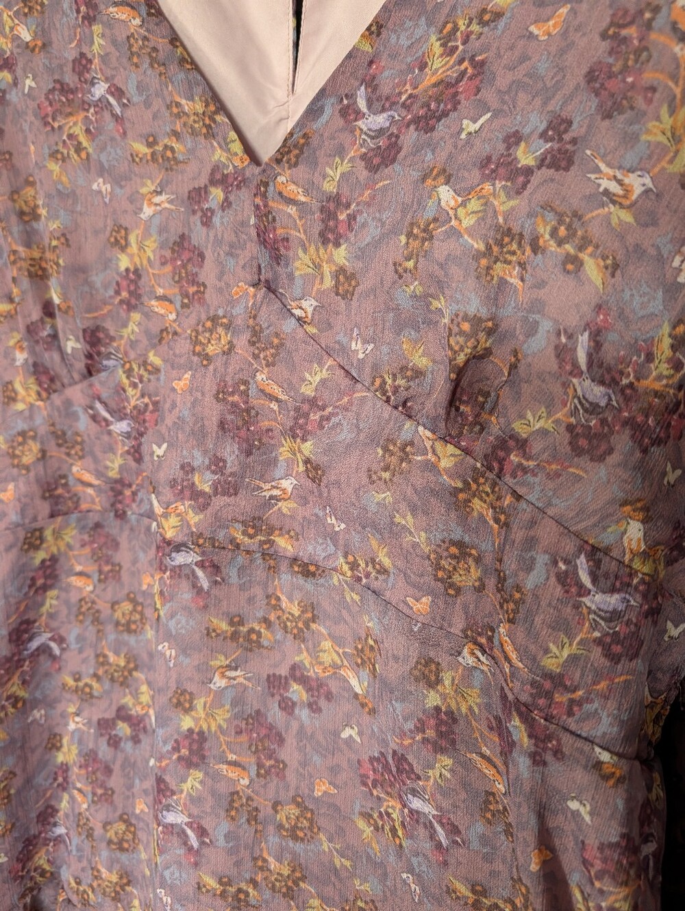 Code X Mode Women's Purple Floral V-Neck Tiered Long-Sleeve Floral Dress 🩵 - Picture 7 of 11
